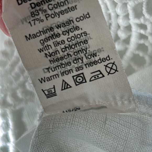 J Crew Scalloped Edge Crochet Lace Trimmed Linen Peasant Blouse White Small - Picture 8 of 11